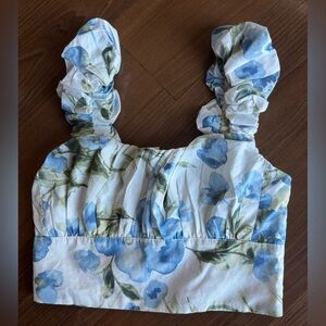 A&F Blue and White Floral Crop Top